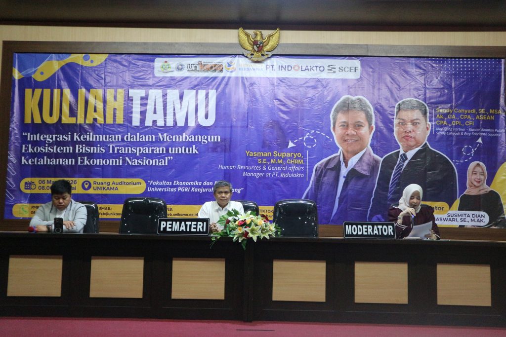 Wujudkan Sinergi Industri, FEB Unikama Gelar Kuliah Tamu Bersama PT Indolakto dan KAP Sendy Cahyadi & Erry Febrianto Saputra